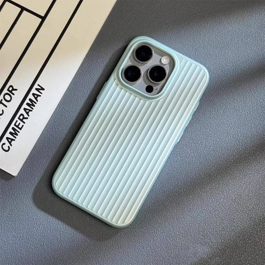 Minimalist Metallic Ribbed Phone Case for Everyday iPhone Protection