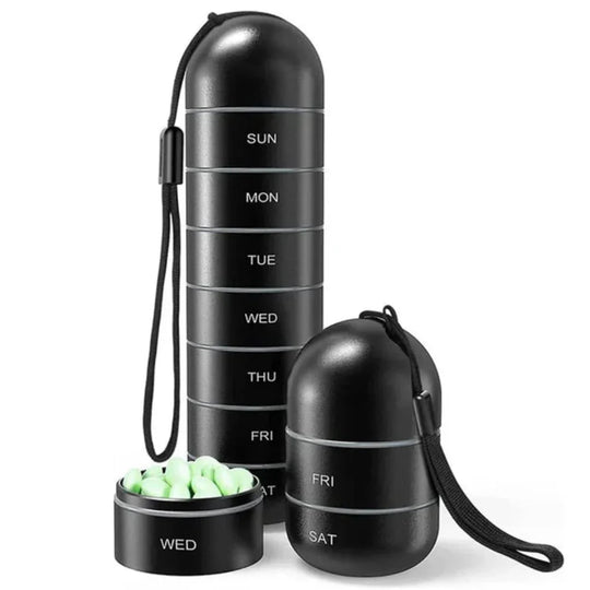 Sleek Aluminum 7-Day Weekly Pill Organizer for Travel and Daily Doses