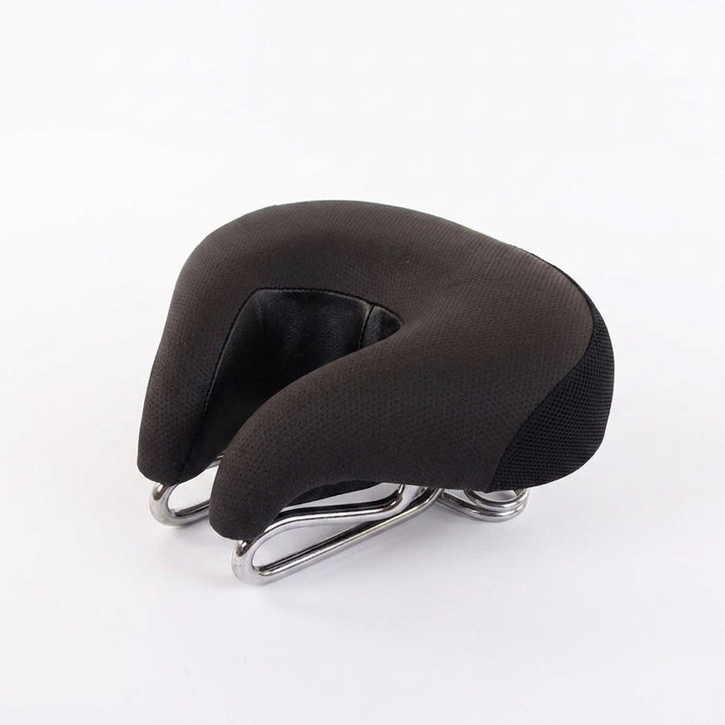Wide Cushioned Noseless Bike Saddle for Comfortable Pressure Free Riding