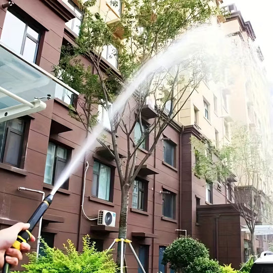 Spraying water on building
