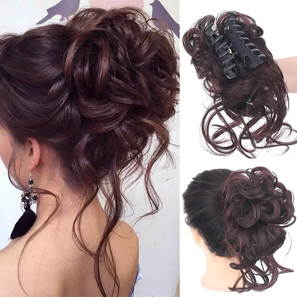 Voluminous Curly Messy Bun Clip-In Hair Piece for Effortless Updos