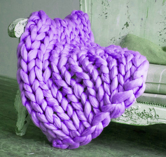 Chunky Knit Hand Woven Throw Blanket for Bed and Couch