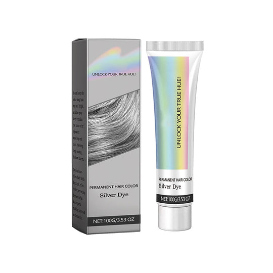 Permanent Silver Gray Hair Dye Cream with Plant Extracts and Nourishing Care for Cool Toned Color