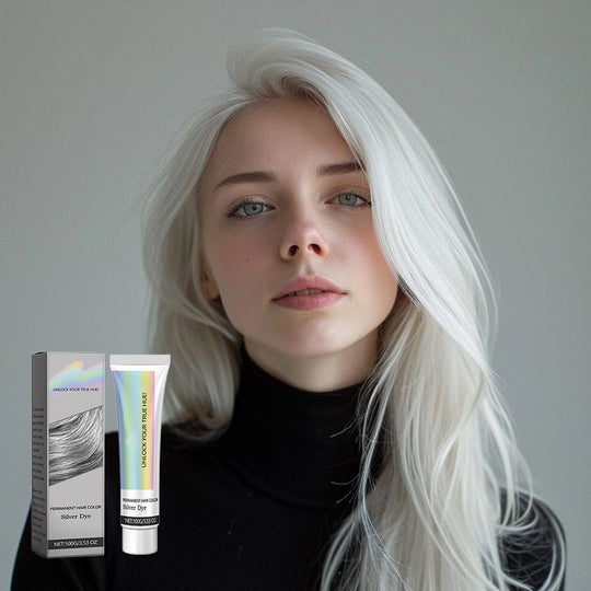 Permanent Silver Gray Hair Dye Cream with Plant Extracts and Nourishing Care for Cool Toned Color