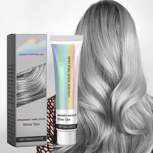 Permanent Silver Gray Hair Dye Cream with Plant Extracts and Nourishing Care for Cool Toned Color