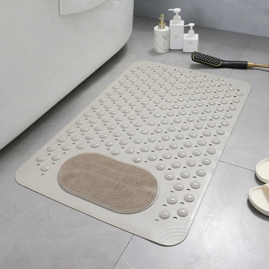 Non-Slip Textured Bath Mat with Built-In Foot Scrubber for Shower and Bathroom Safety