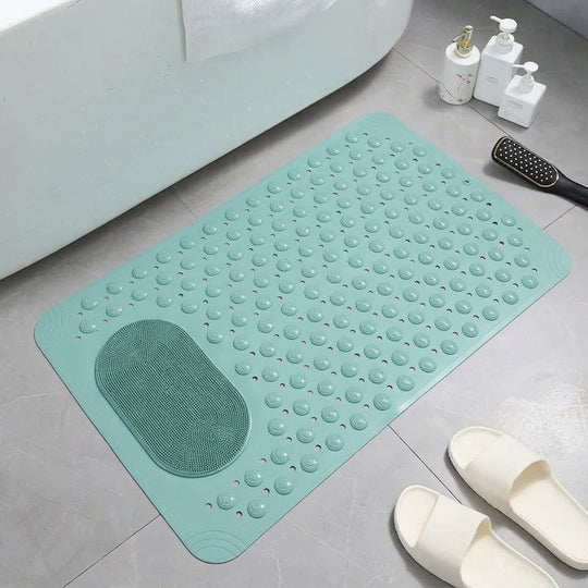 Non-Slip Textured Bath Mat with Built-In Foot Scrubber for Shower and Bathroom Safety