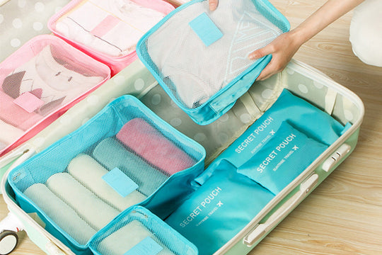 Lightweight Mesh Travel Packing Cubes Set of Six for Organized Luggage