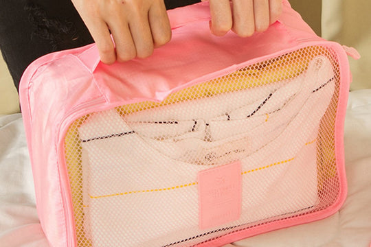 Lightweight Mesh Travel Packing Cubes Set of Six for Organized Luggage