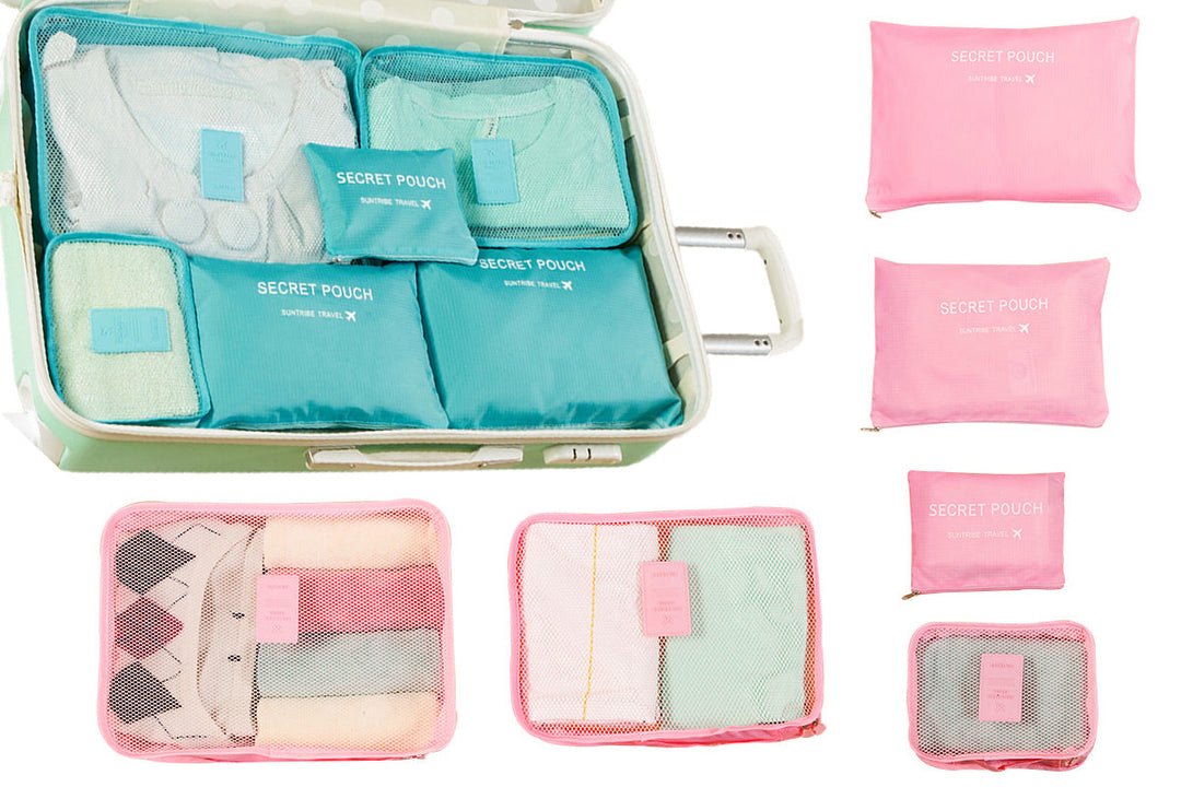 Lightweight Mesh Travel Packing Cubes Set of Six for Organized Luggage