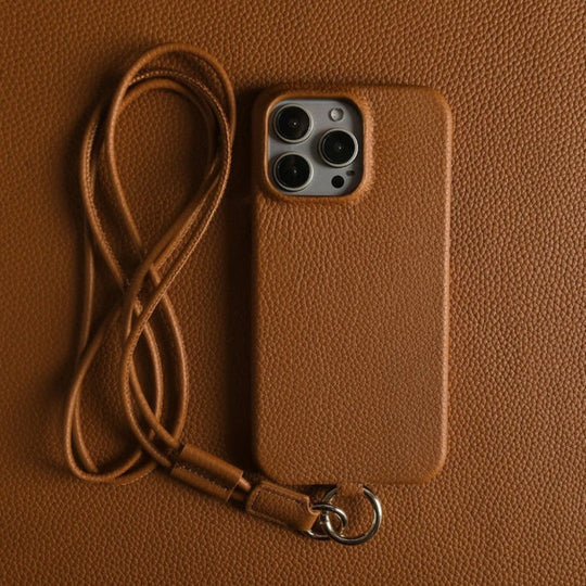 Genuine Leather Crossbody Phone Case with Strap for Hands Free Style