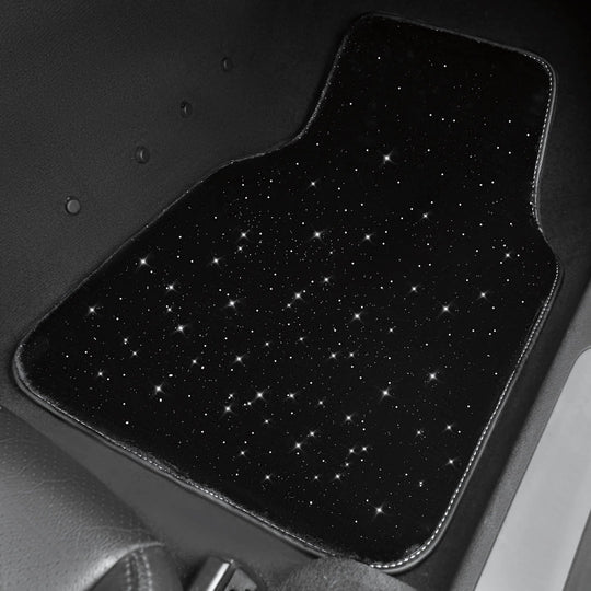 Glitter mat in vehicle footwell