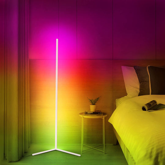 White corner floor lamp RGB bedroom