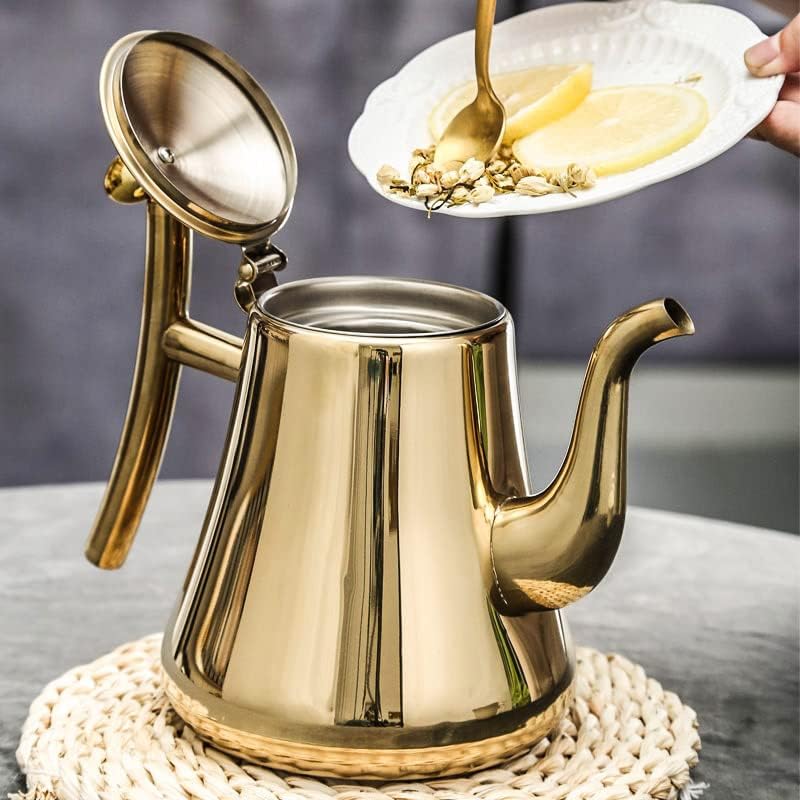 Polished Stainless Steel Teapot with Removable Infuser for Loose-Leaf Tea