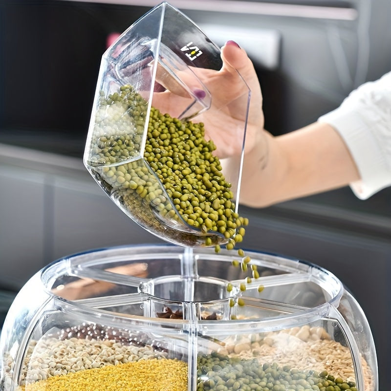 Grain dispenser pouring scoop