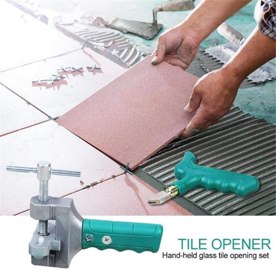 Tile cutter in use