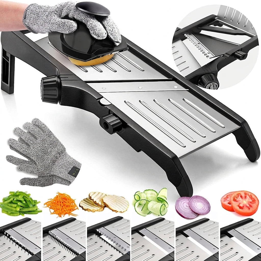 Mandoline slicer with waffle cutter blade