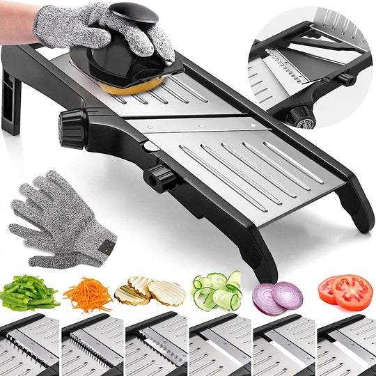 Mandoline slicer with waffle cutter blade