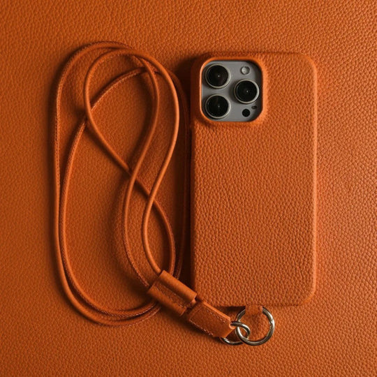 Genuine Leather Crossbody Phone Case with Strap for Hands Free Style