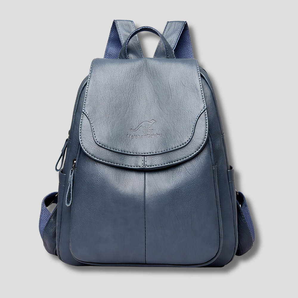 Light Blue anti-theft leather backpack
