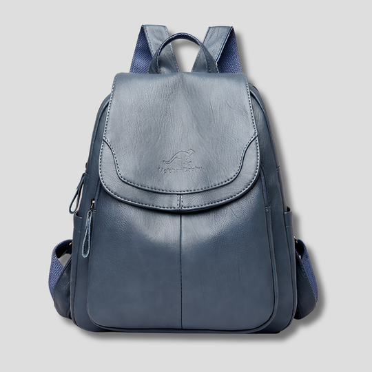 Light Blue anti-theft leather backpack
