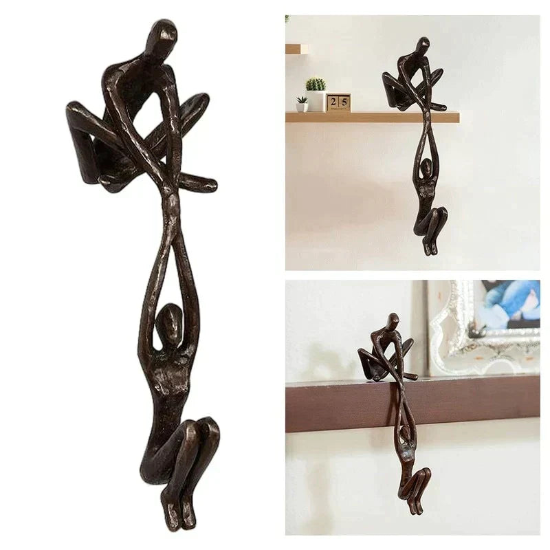 Sculpted Resin Embracing Figures Statue for Meaningful Shelf Decor