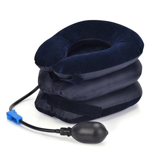 Blue inflatable cervical neck traction collar