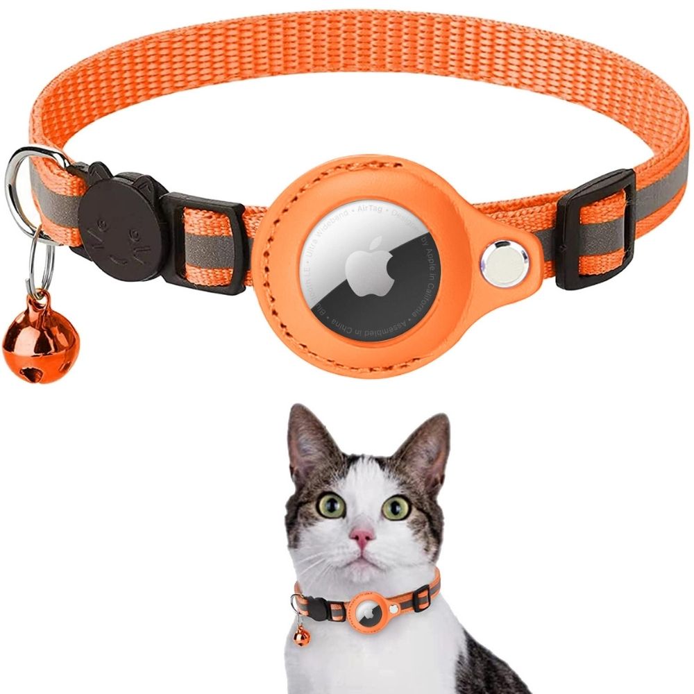 Reflective Cat Collar with GPS Tracker Holder for Safe Outdoor Tracking