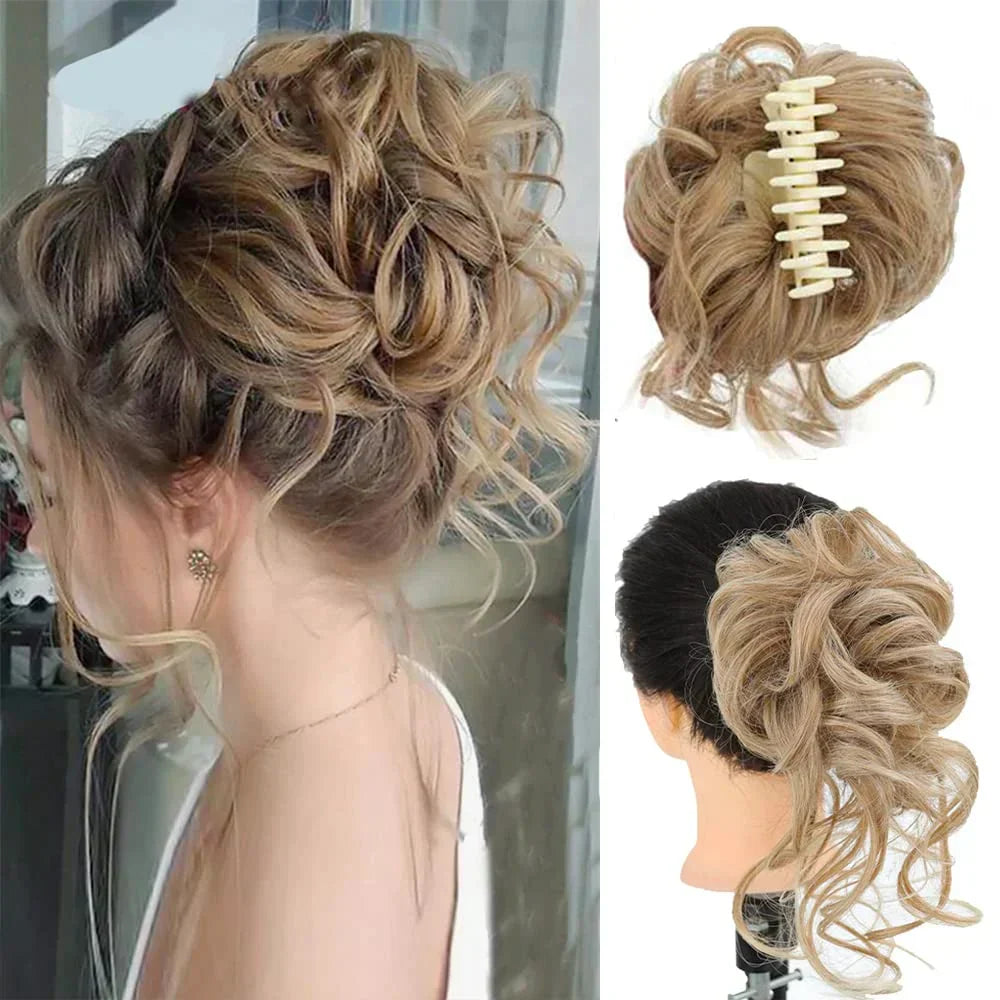 Voluminous Curly Messy Bun Clip-In Hair Piece for Effortless Updos
