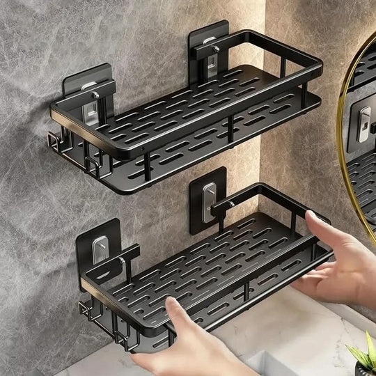 Drill-Free Adhesive Bathroom Shelf for Shower and Vanity Storage