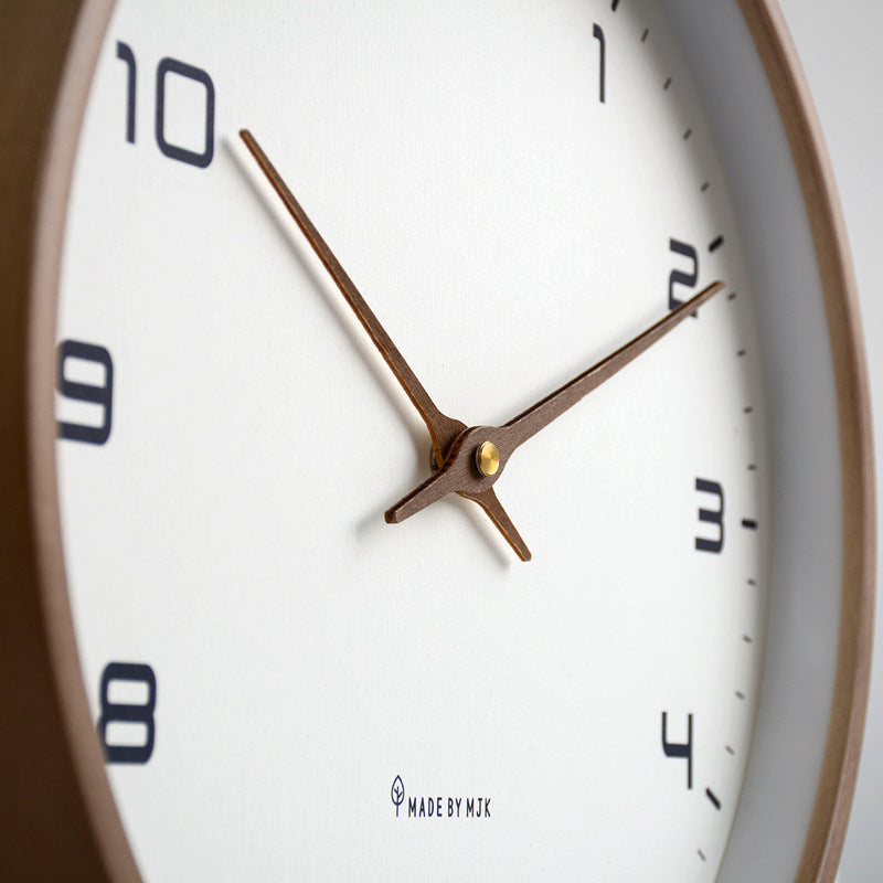 Minimalist Round Wooden Wall Clock for Living Room and Bedroom