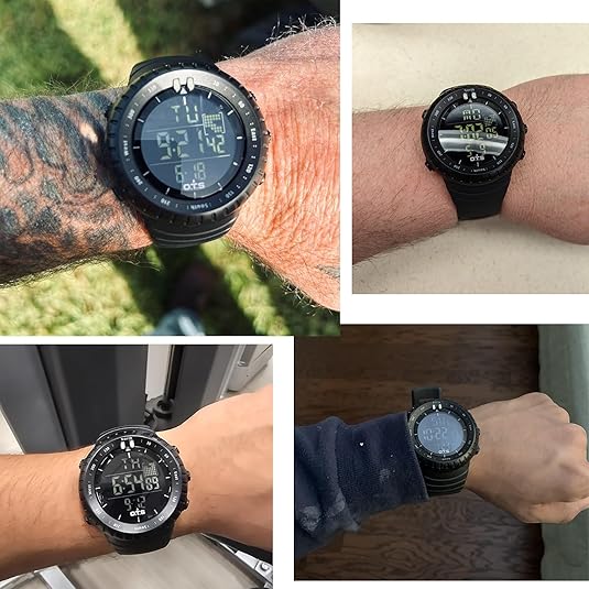 Digital sports watch worn outdoors