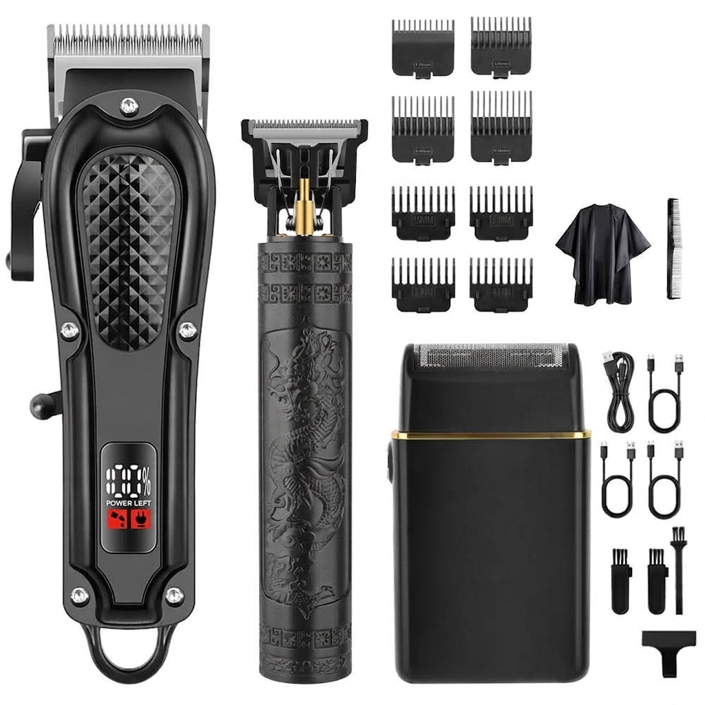 Professional Cordless Hair Clipper and Beard Trimmer Grooming Kit
