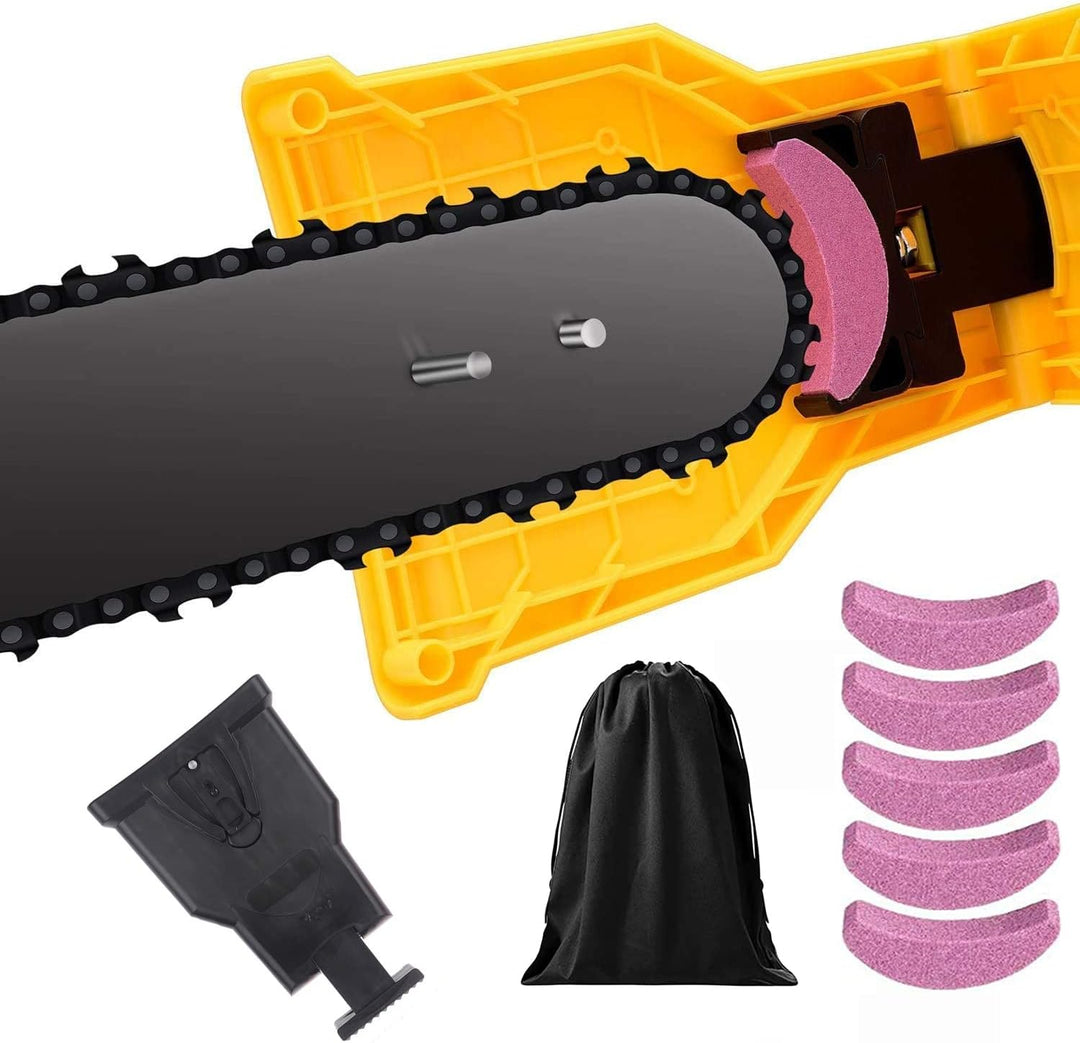 Bar-Mounted Chainsaw Chain Sharpener With Angle Guide for Fast Field Honing