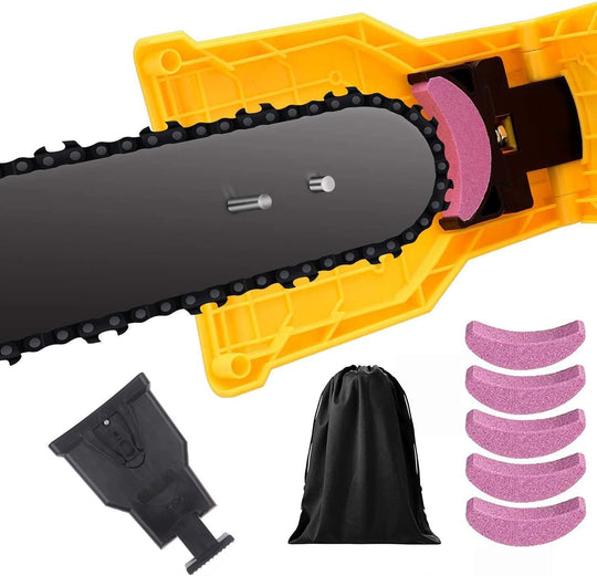 Bar-Mounted Chainsaw Chain Sharpener With Angle Guide for Fast Field Honing