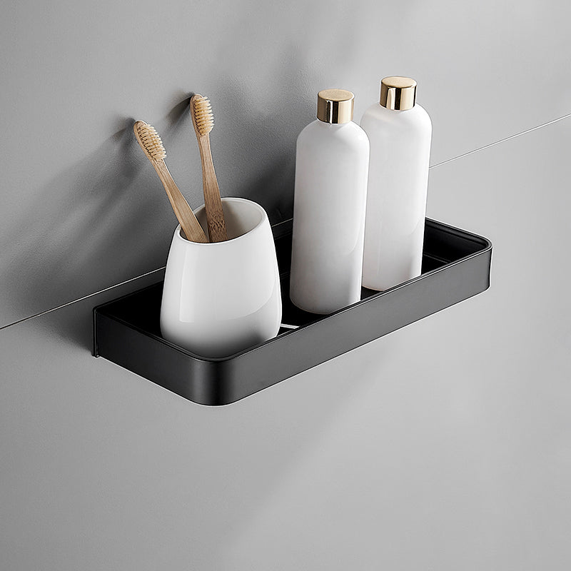 Sleek Matte Black Wall-Mounted Bathroom Shelf for Bath and Shower Storage