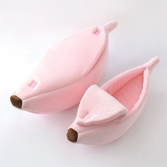 Pink banana cat bed