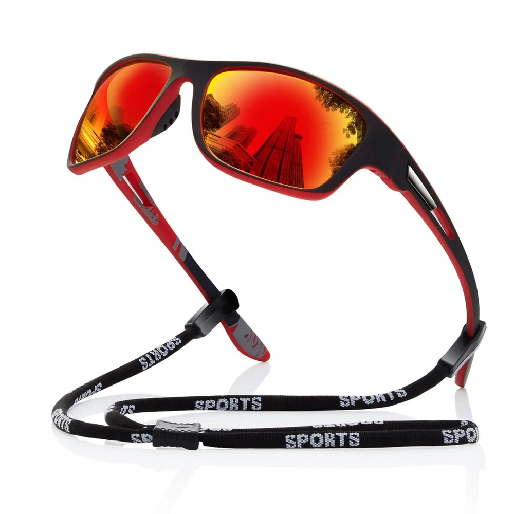 Red polarized sports sunglasses