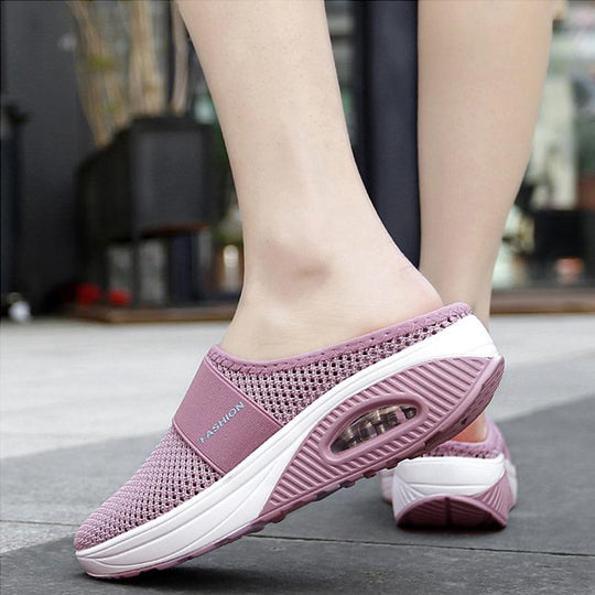 Cushioned Air-Support Slip-On Walking Mules for Everyday Comfort