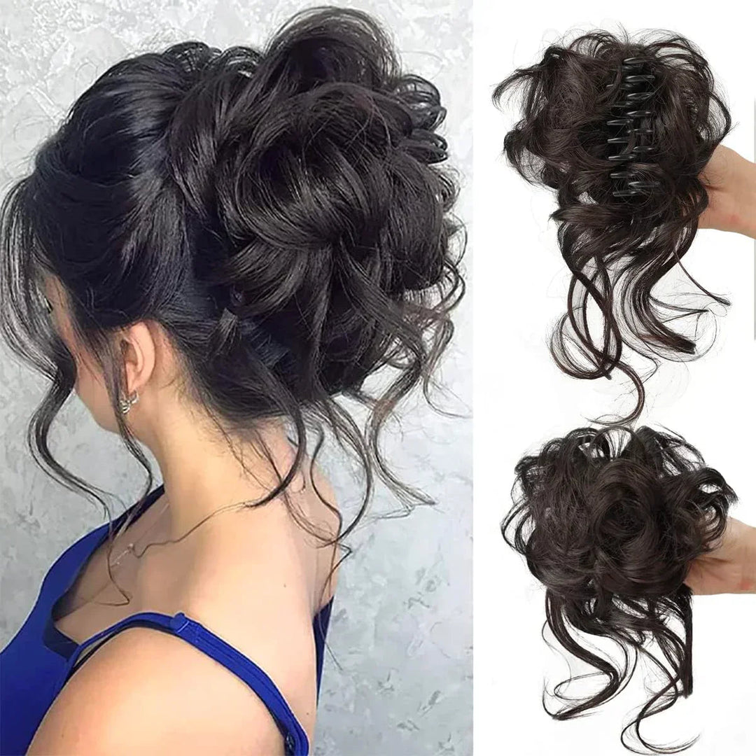 Voluminous Curly Messy Bun Clip-In Hair Piece for Effortless Updos