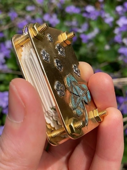 Mini flower press with pressed flower design