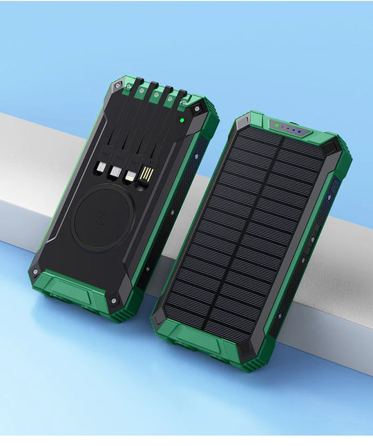 Rugged Solar Magnetic Wireless Power Bank for Outdoor Travel Charging