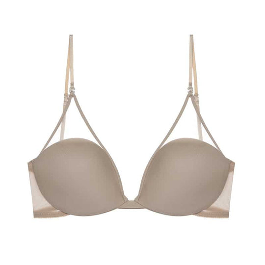 Seamless Backless Bra with Transparent Tulle and Adjustable Push Up Support for Low Cut Dresses