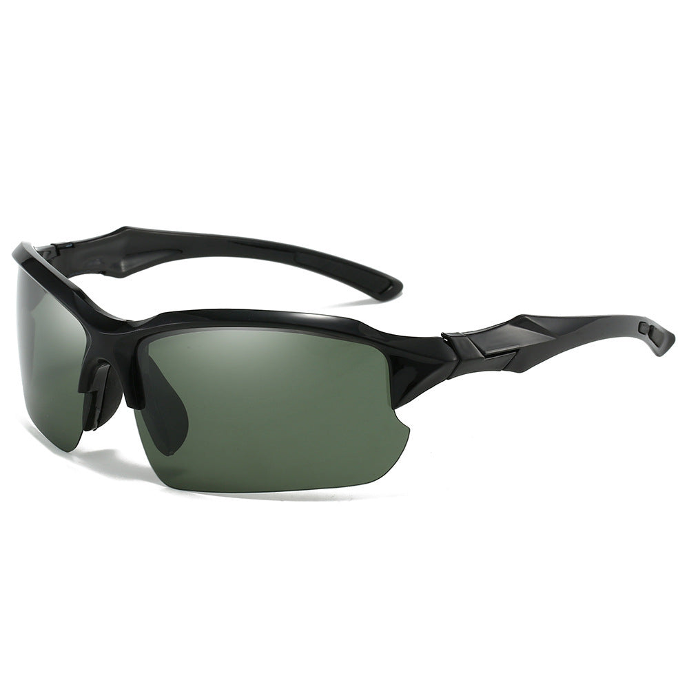 Black and green polarized sport sunglasses