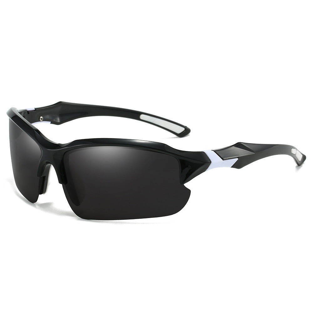 Black and white polarized sport sunglasses