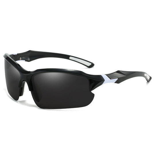 Black and white polarized sport sunglasses
