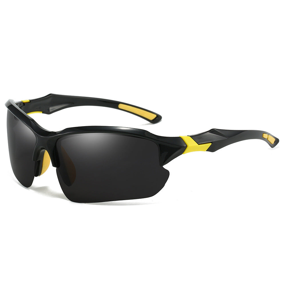Black and yellow polarized sport sunglasses