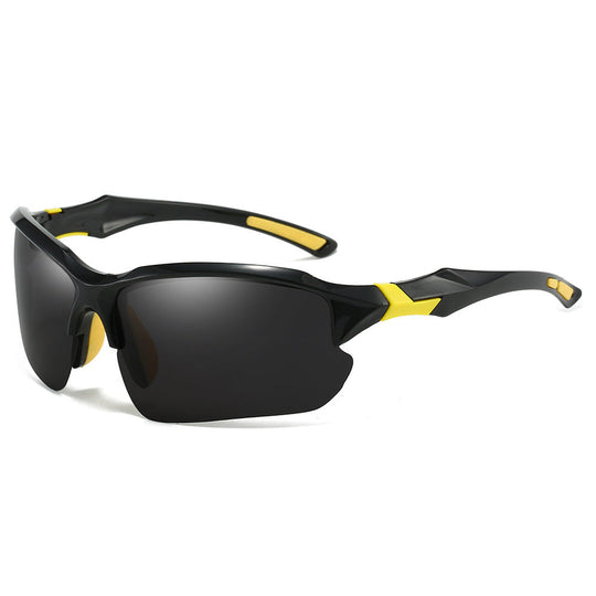 Black and yellow polarized sport sunglasses