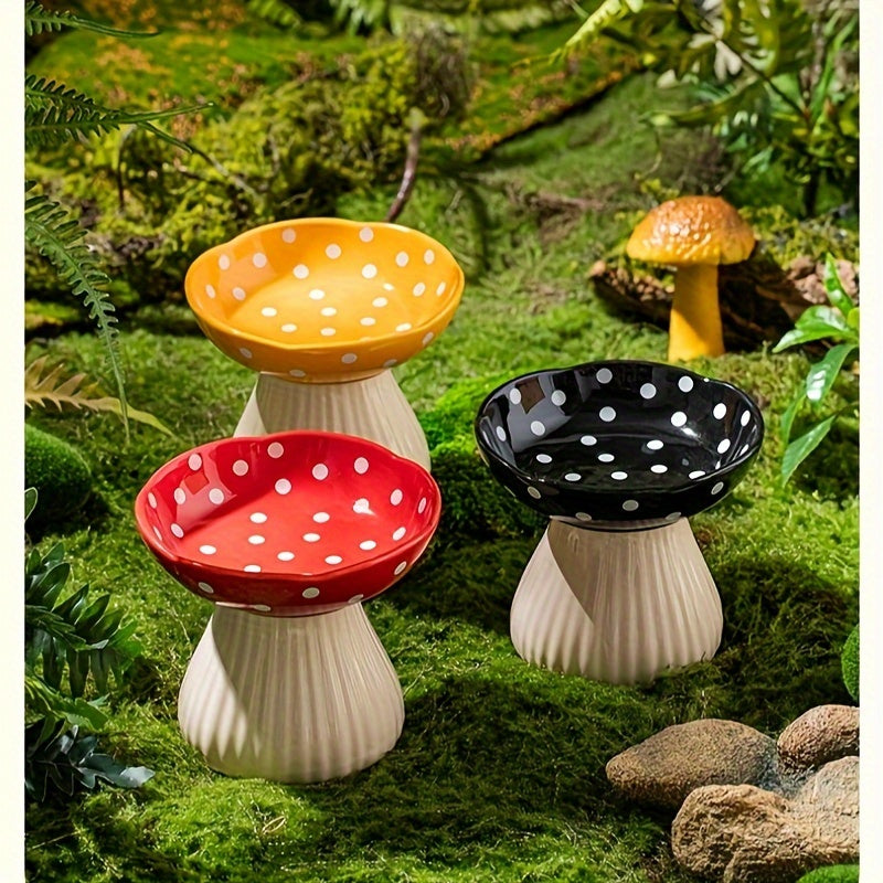 Decorative Resin Mushroom Pedestal Bowl for Cats and Small Pets
