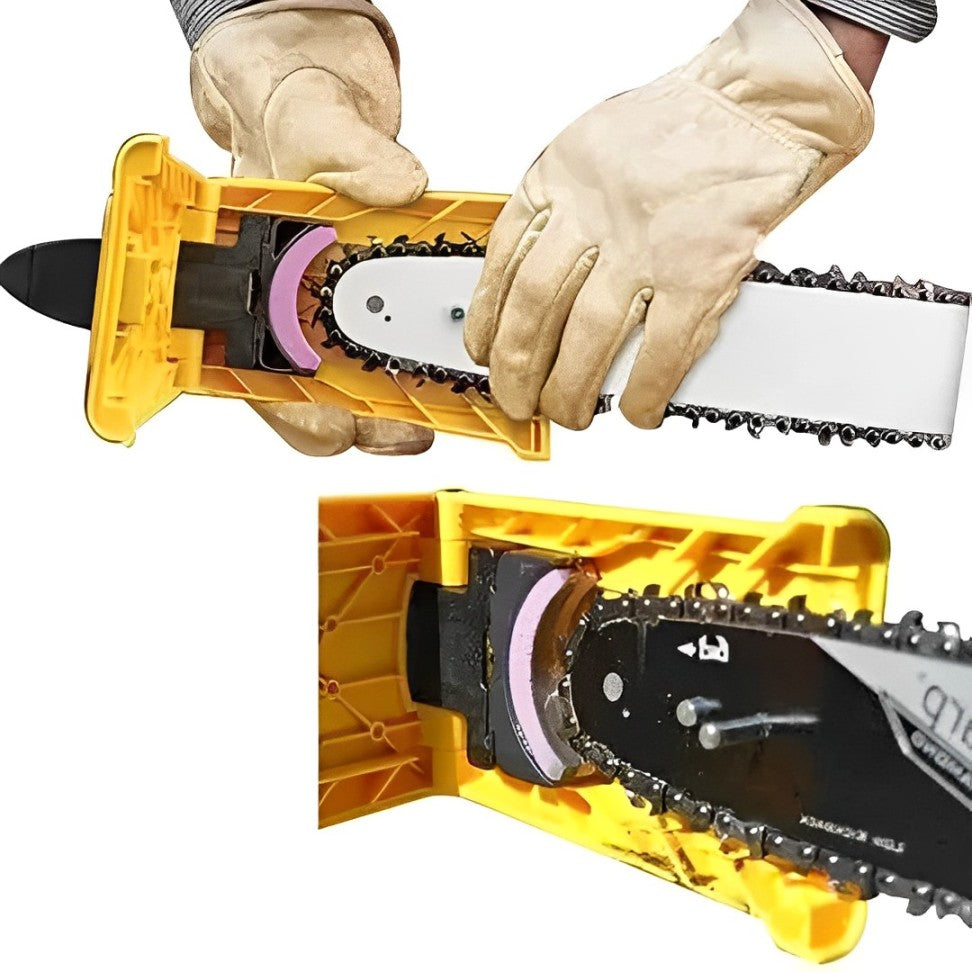 Bar-Mounted Chainsaw Chain Sharpener With Angle Guide for Fast Field Honing